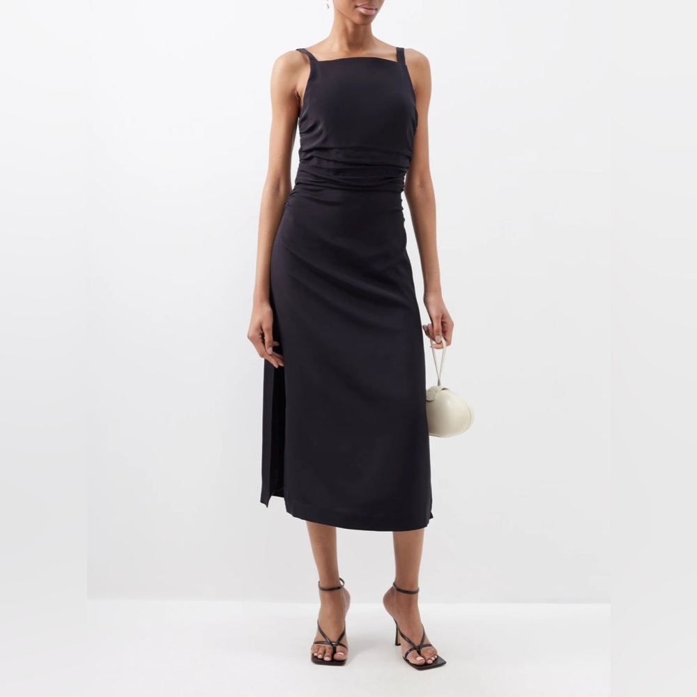 La Ligne Sasha square-neck ruched black dress, size Small. New with tags.